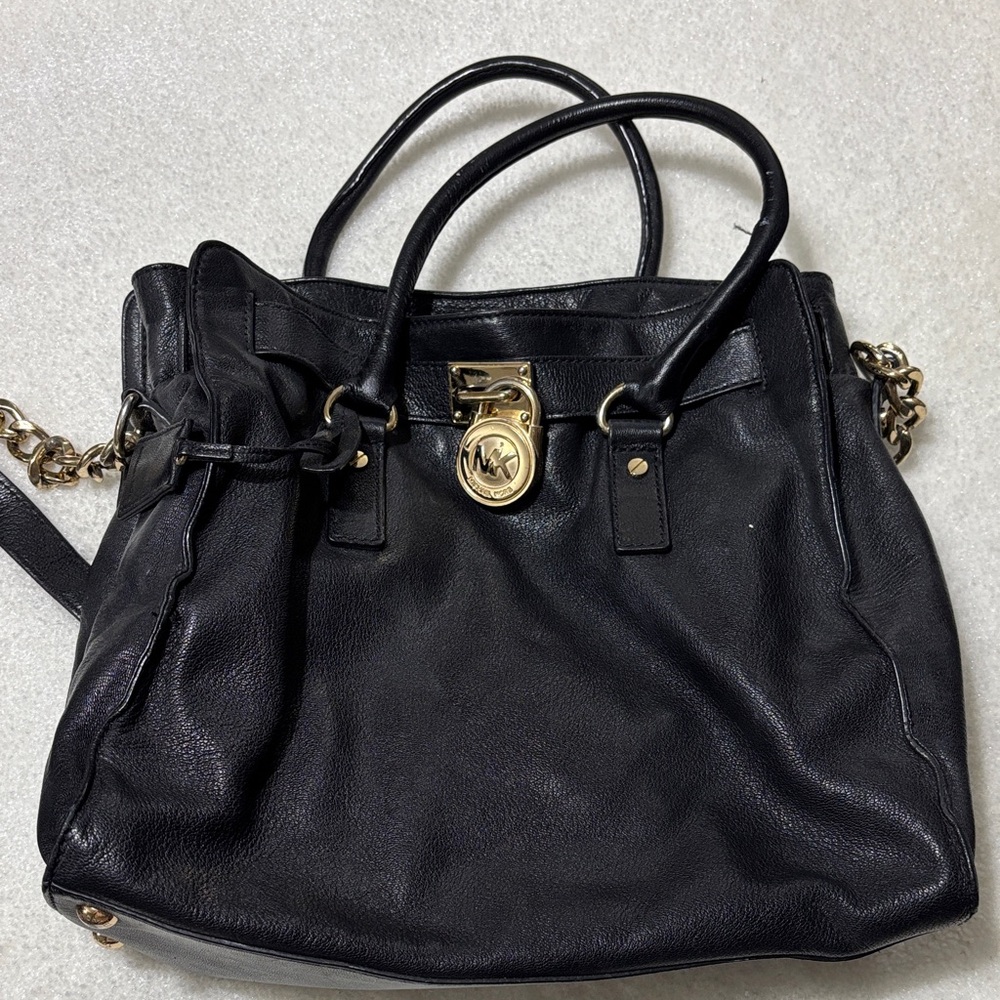 Michael Kors Hamilton Black Leather Tote Bag